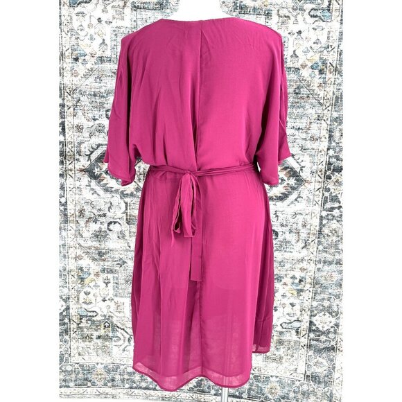 STANDARDS & PRACTICES Candice Georgette Wrap DressSize 1X  In Rose - Picture 5 of 13